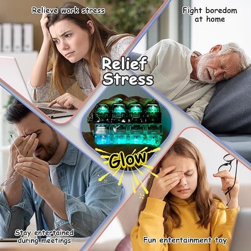 2 PCS Keyboard Fidget Toy, Keyboard Fidget with LED Light Keychain 4-in-1 Keyboard Decompression Button Finger Clicker Toys, Button Stress Relief Fidget for Kids Women(Clear Black) thumbnail 6