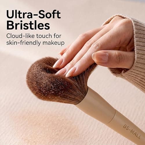 BS-MALL Professional Makeup Brush Set with Travel Case, Soft Synthetic Face & Eye Brushes for Foundation, Concealer, Powder, Blush & Eyeshadow for Beginners, Beauty Enthusiasts & Makeup Artists 18PCS thumbnail 9