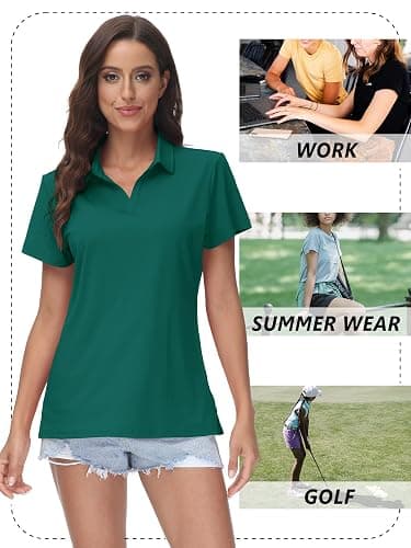 TACVASEN Women's V-Neck Polo Shirts UPF 50+ Short Sleeve Sun Protection Quick Dry Golf Polos Collared Shirt thumbnail 7