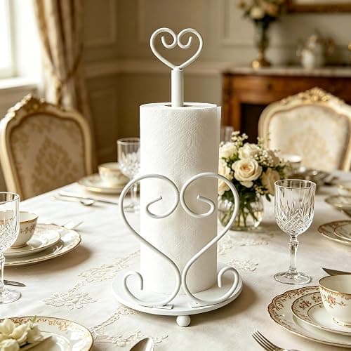 Paper Towel Holders Countertop Decorative Paper Towel Holder Home Decor and Accessories Suitable for Counter Top or Table -Metal Paper Towel Roll Holders (Heart Shaped) thumbnail 4