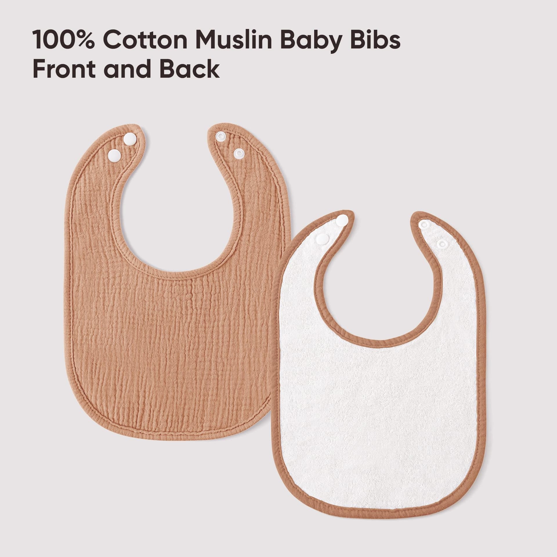 Bearmoss Muslin Baby Drooling Bibs 8 Pack, 100% Cotton Square Adjustable Bandana Bibs for Baby Girls Boys Teething Drool (Coconut Mocha) thumbnail 5