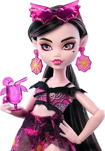 Monster High Scare-adise Island Draculaura Doll with Swimsuit, Sarong & Beach Accessories Like Hat, Sunscreen & Tote thumbnail 3