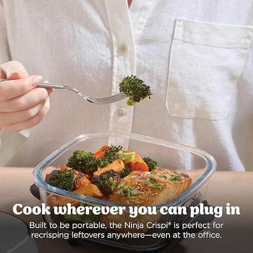 Ninja Crispi Glass Air Fryer, 4-in-1, Stone, FN101ST | Max crisp, bake, air fry, recrisp, 450F max, 4 Qt and 6 Cup containers, PFAS-free glass thumbnail 14