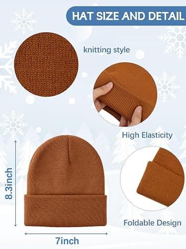 Glooarm 6 Pack Kids Beanies Hats Gloves Set, Kids Winter Hats Full Finger Gloves for Boys Girls thumbnail 3