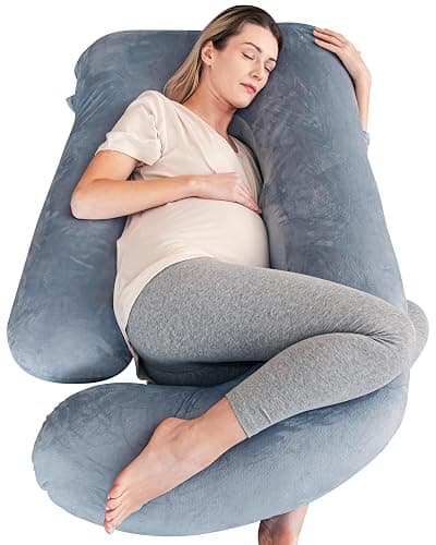 Cute Castle Pregnancy Pillows, Soft U-Shape Maternity Pillow with Removable Cover - Full Body Pillows for Adults Sleeping - Pregnancy Must Haves - Jumbo 57 Inch - Grey - Image 1