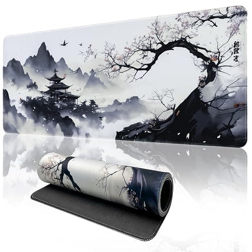 Zindoo XXL Anime Mauspad 900 x 400 mm – Japanische Kirschblüte Schreibtischunterlage– Präzise Mausführung, rutschfest & Genähte Ränder, Perfekt für Büro & Gamer - Image 1