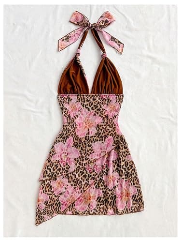 SOLY HUX Women's Y2K Dress Summer Tie Dye Print Sexy Mini Dress Retro Backless Halter Dress Club Dresses thumbnail 3