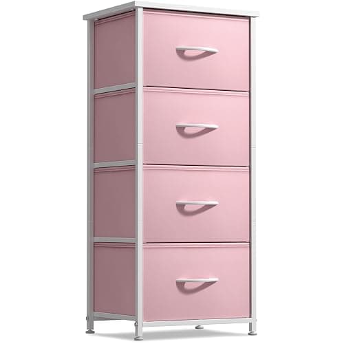 Sorbus Dresser Storage Tower, Organizer Drawers for Closet Boys & Girls Bedroom, Bedside Furniture, Chest for Home, College Dorm, Steel Frame, Wood Top, Fabric Bins(Pink) - Image 1