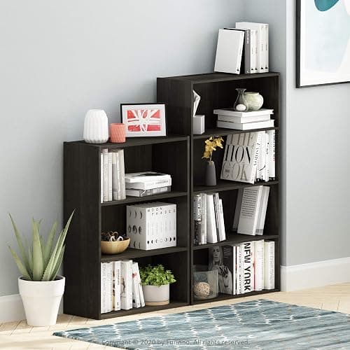 Furinno PASIR Book Shelf, 3-Tier Bookshelf, Storage Shelves Bookcase, 9.7 x 23.7 x 31.5, for Living Room, Bedroom, Home Office, Espresso thumbnail 4
