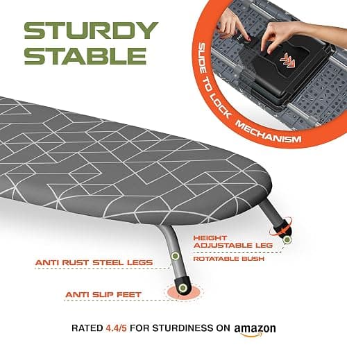 XABITAT Table Top Ironing Board with Wall Mount, D-Crease, Portable Space Saving Mini Laundry Room Iron Board, Foldable Small Ironing Board with Iron Holder, Green thumbnail 4