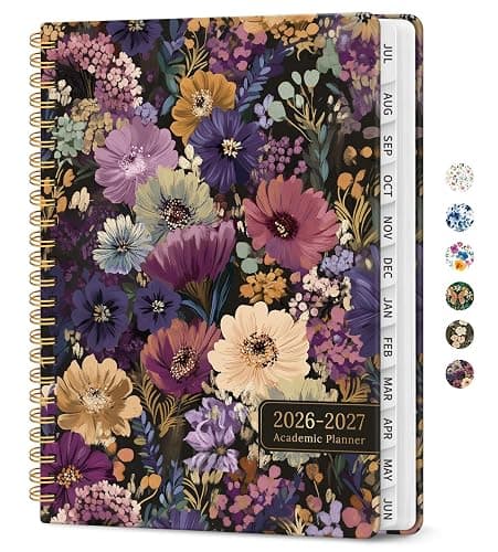 Taja Planner 2026-2027, Jul 2026-Jun 2027 Monthly & Weekly Calendar Planner | 8.5" x 11", Hardcover Academic Calendar, Teacher Student Agenda Book with Tabs, School Office Supplies, Midnight Bloom - Image 1