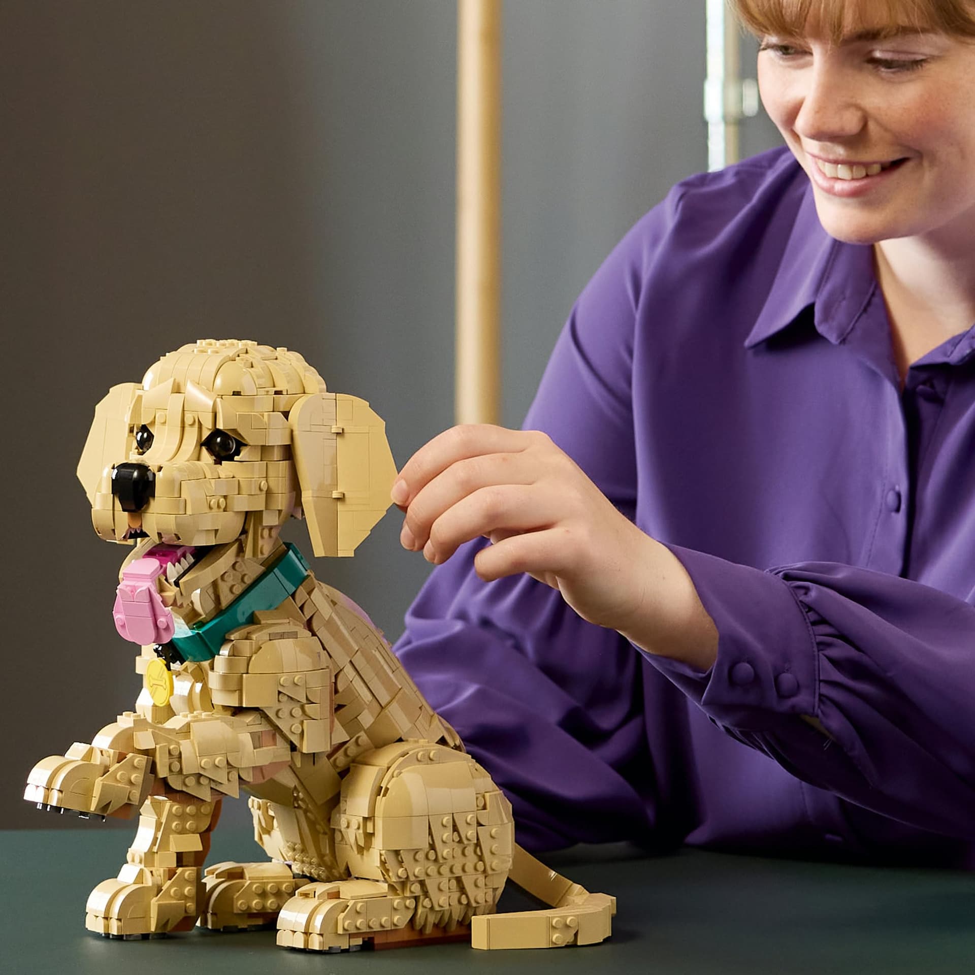 LEGO® Icons Golden Retriever Puppy 11384 Posable Animal Figure - Home Decor Building Set for Adults Collectable Model Building Kit for Dog Lovers Golden Retriever Treat for Birthdays thumbnail 8