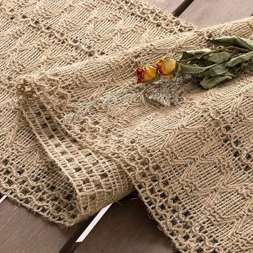 Socomi Boho Table Runner Fall Thanksgiving Farmhouse Burlap Jute Bamboo Rustic Dining Kitchen Centerpiece Decor Small Macrame Woven Coffee Table Runner for Dresser Scarf Home Decor 12x72 inch thumbnail 3