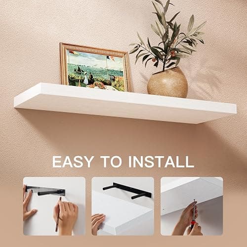 AMADA HOMEFURNISHING Floating Shelves Large, 24 x 7 Inch Wall Shelves for Bathroom, Bedroom, Kitchen, Shelves for Wall Decor Set of 2, White - AMFS06 thumbnail 7