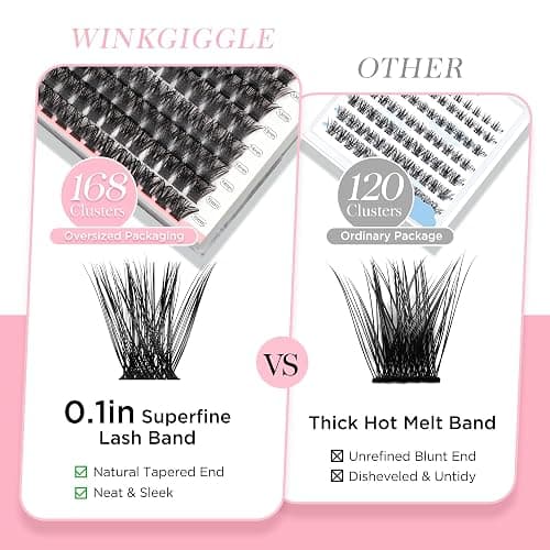 WINKGIGGLE Lash Clusters DIY Eyelash Extensions 56D Mega Volume, Individual Wispy Lashes Clusters for Home Application - 56D thumbnail 5