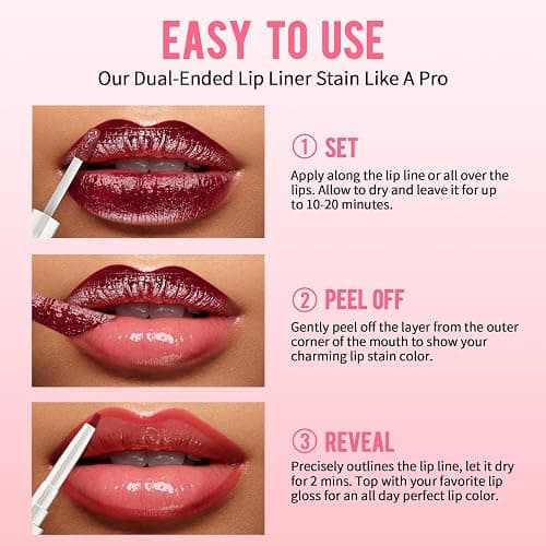 iMethod Lip Liner Stain - Lip Stain, 2-In-1 Dual-Ended Peel Off Lip Stain with Tweezer, Natural Long Lasting Peel Off Lip Liner, Easy to Use for All Skin Types, Stay All Day, Nude Pink thumbnail 6