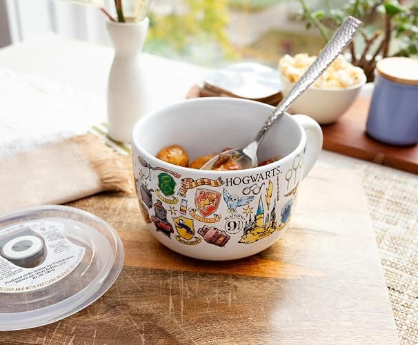 Harry Potter Hogwarts Destination Ceramic Soup Mug Bowl With Vented Lid and Handle For Ice Cream, Cereal, Beverages | Holds 24 Ounces thumbnail 9