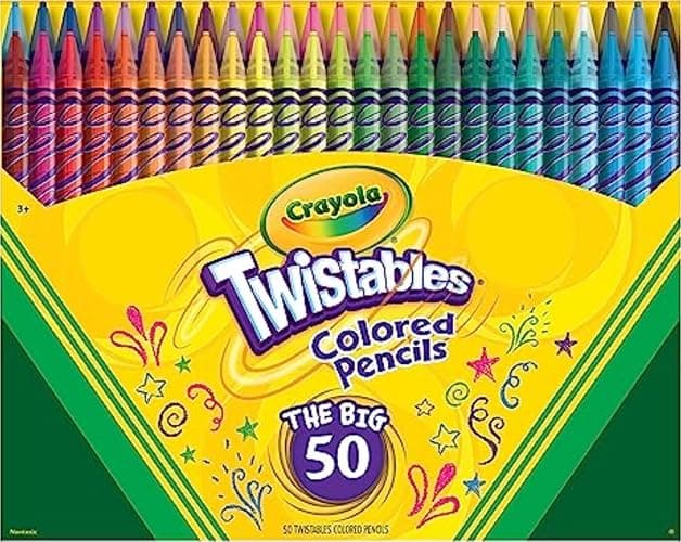 Crayola Twistables Colored Pencil Set (50ct), Cool Back to School Supplies for Kids, No Sharpen Colored Pencils for Girls & Boys, 4+ [Amazon Exclusive] - Image 1