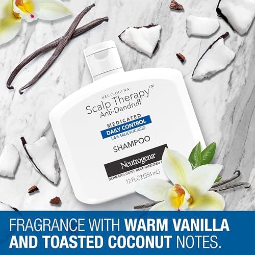 Neutrogena Scalp Therapy Anti-Dandruff Shampoo Daily Control, 1.8% salicylic acid, with fragrance of warm vanilla & toasted coconut notes, 12 fl oz thumbnail 6