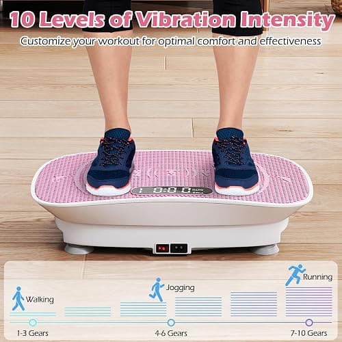 Goplus Vibration Plate Exercise Machine, Vibrating Platform for Lymphatic Drainage, Weight Loss, Home Fitness Workout Stand Full-Body Shaker Power with 10 Speed, Remote for Women Men thumbnail 3