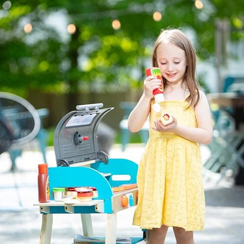 Melissa & Doug Deluxe Wooden Barbecue Grill, Smoker & Pizza Oven, Toy Food & Kids Play Kitchen Accessories, Preschool Learning Toys for Girls & Boys 3+ - FSC Certified thumbnail 4