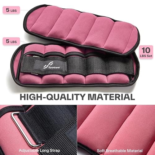 Sportneer Adjustable Ankle Weights Set - 1 Pair (2-10 lbs) Removable Sandbags for Women & Men, Comfortable Neoprene Leg Weights for Walking, Running, Pilates, Yoga, Home Workout & Physical Therapy thumbnail 3