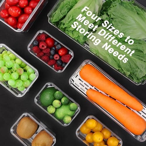 Moretoes 8 Pack Fridge Organizer Bins, Stackable Fridge Organizers with Lids, BPA-Free Clear Storage Bins for Fridge, Freezer, Kitchen, Cabinet, Pantry thumbnail 2