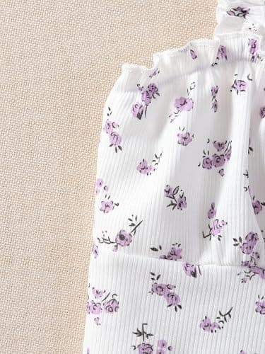 SOLY HUX Girl's Ditsy Floral Print Frill Trim Cami Crop Top Cute Summer Tops Preppy Clothes thumbnail 5