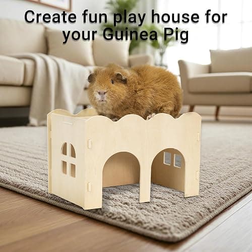 Bifeaw Natural Wooden Chew-Proof Guinea Pig Hideout | for Small Pets thumbnail 2