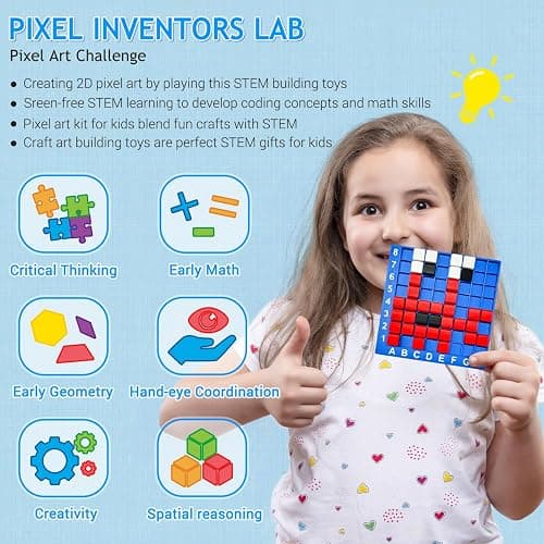 Pixel Craft Art STEM Toys, Brain Teaser Games, Kindergarten Game, Back to School, Encourages Hands-on STEM-Based Play Craft Gifts for Age 5+, Boys & Girls Sensory - Montessori – Autism thumbnail 6