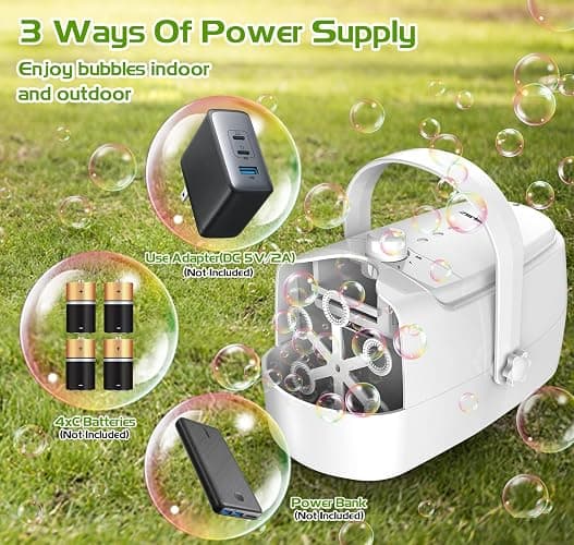 Bubble Machine Durable Automatic Bubble Blower, 18000+ Big Bubbles Per Minute Bubbles for Kids Toddlers Bubble Maker Operated by Plugin or Batteries Bubble Toys for Indoor Outdoor Birthday Party thumbnail 6
