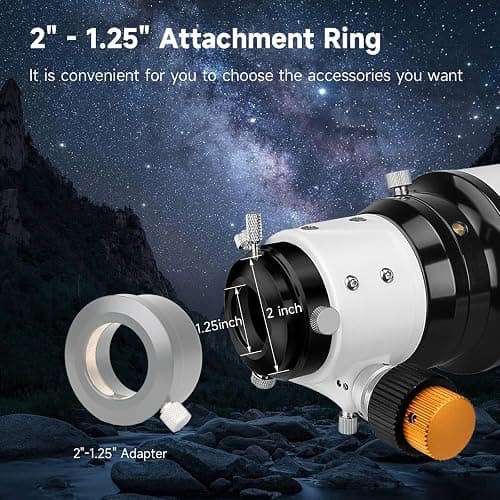 SVBONY SV503 Refractor Telescope, 102mm F7 Extra Low Dispersion Achromatic Refractor OTA, Dual-Speed Focuser, 90mm Back Focus, Telescope for Adults High Powered, for Deep Sky Planets Astrophotography thumbnail 6