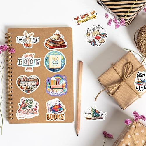 100 PCS Book Stickers for Kindle, Holographic Thickened Aesthetic Reading Bookish Vinyl Stickers for Kindle Water Bottles| Easier to Peel Off| Scratch & Fade Resistant| No Curling| Reusable thumbnail 6