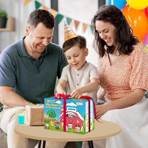 KMUYSL Toys for 1 2 3 Years Old Boys Girls, Big Red Barn Farm Animal Playset for Boys Girls, Learning Montessori Toys, Christmas Birthday Easter Gift for Baby Kids Toddlers Age 12-18 Months thumbnail 7