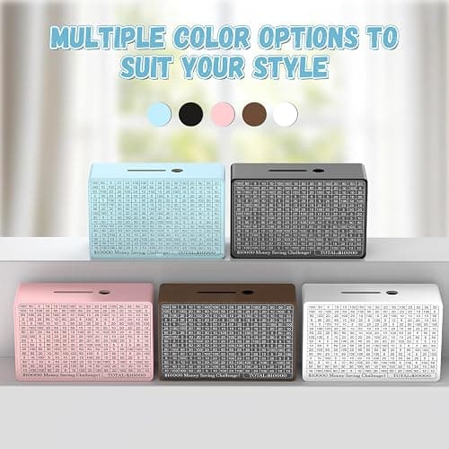 Wooden Money Saving Box, Cash Vault Savings Box for $10000 $5000 $3000 $1000 $800 $500 Target Money Saving Challenge, Reusable Money Box with Counter, Dry Erase Pen/Savings Trackers/Rubber Band-Blue thumbnail 8