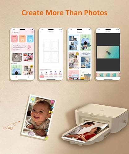 HPRT CP4100 4x6 Photo Printer with 108 Sheets & 2 Ribbons, Full-Color Thermal Dye Sublimation Wi-Fi Printing, Portable Instant Picture Printer for iPhone/Android, AR Video, Fun App, Home Use, Beige thumbnail 3