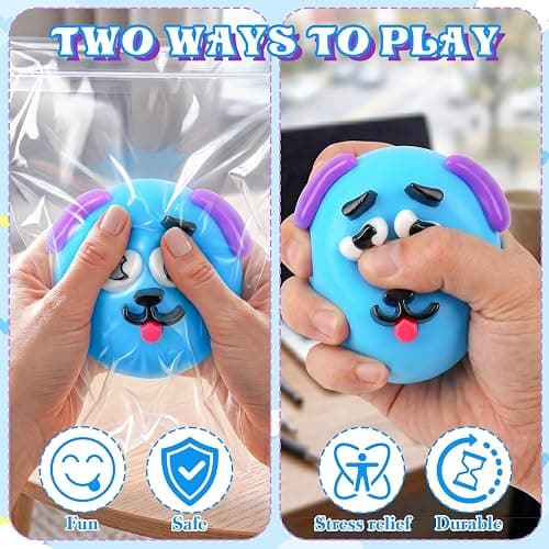Smushers Squishy Sensory Toy with Interchangeable Dog Faces, Slow Rising Stress Relief Ball, Soft Moldable Fidget Squeeze Toy for Adults Anxiety, Office Desk Decor, Calming Sensory Gift thumbnail 5
