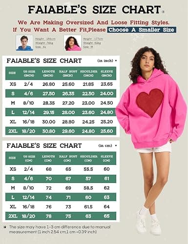 FAIABLE Hoodies for Women Heart Patch Couples Hoodies Sweatshirts Heavyweight Heart Hoodie 2026 Valentines Day hoodies Women thumbnail 4