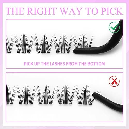 VEYESBEAUTY Lash Clusters Kit Eyelash Extensions Thin & Invisible Band DIY Individual False Eyelashes Newbie's Five-Second Series Wispy Lash Tray for Self-application, Manga Lash 8-16mm Mixed Length thumbnail 5