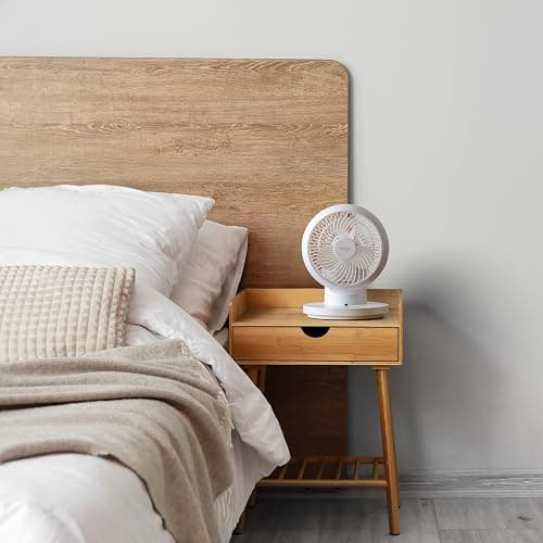 IRIS USA WOOZOO Desk Fan with Remote, 360° Oscillating Table Air Circulator, 3 Speeds, 52ft Max Air Distance, Adjustable Tilt, 13 Inches, Low Noise Motor, Small Fan for Bedroom, Office, Dorm, White - 52 ft. Air Flow - 360 Tilt - White thumbnail 2