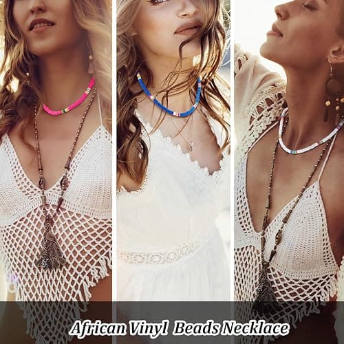 Hicarer 6 Pcs Beaded Choker Necklace for Women Girls Colorful Seed Beads | Boho Choker Bohemian Hawaiian Handmade Turquoise Beach Necklace for Birthday Chain Jewelry Gifts thumbnail 5