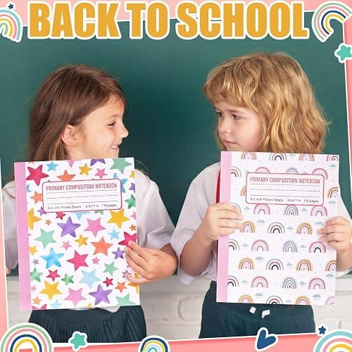 Gueevin 6 Pack Rainbow Primary Composition Notebook with Picture Space Bulk for Grades K-2 110 Page 8.5 X11'' Half Primary Journal K-2 Drawing Story for Back to School First Day of School thumbnail 7