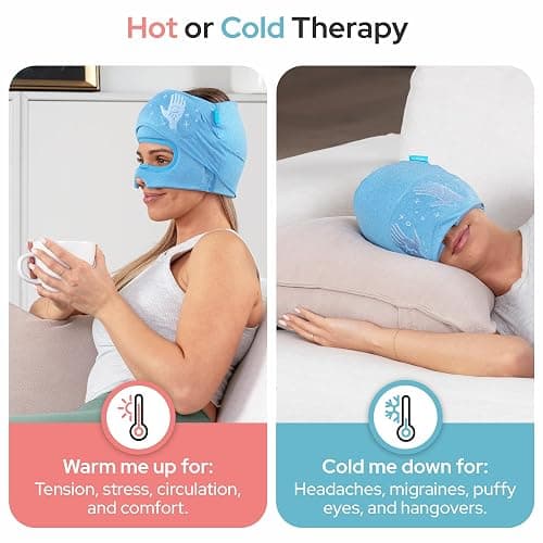 Migraine Relief Cap with Eye Holes - Upgraded 360° Cooling Gel Headache Relief Hat - Ice Mask for Hangover, Stress, Tension - Still Function & Watch TV - Gifts for Women Men - FSA Eligible HSA thumbnail 5