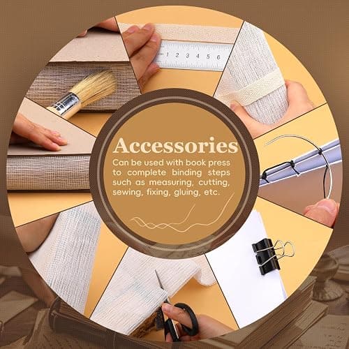 JUPEAN 45 Pcs Book Binding Kits, Bookbinding Kit Large Book Press 14.76”x11.42” with Books Binding Materials Bone Folder Tool Bind Cloth Webbing Strap and Storage Bag for Repair thumbnail 6
