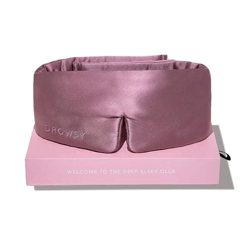 DROWSY Silk Sleep Mask - Face-Hugging, Padded Cocoon for Luxury Sleep in Total Darkness - 100% Pure Mulberry Silk (Damask Rose) - Image 1