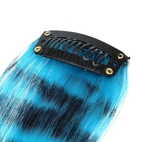 12PCS Racoon Tail Hair Extensions, 18 Inch Striped Scene Clip in Hair Piece, Synthetic Long Straight Raccoon Printed Colorful Wigs, Women Accessories for Party, Cosplay, Halloween, Daily Use thumbnail 5