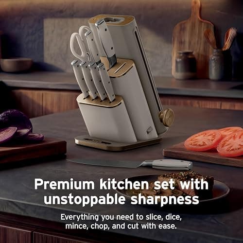 Ninja NeverDull® 10-Piece Premium German Stainless Steel Knife Set, Space-Saving Removeable Sharpener, 10-Year Guarantee, Razor Sharp Knives, NeverDull Technology, NK32010SD1, Stone thumbnail 3