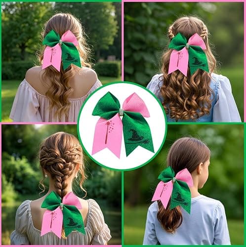 2Pcs Witch Gifts for Girls, Witch Merch Hair Accessories Hair Bows for Witch Movie Fans, Pink Green Cute Bow Hair Clips Party Favors thumbnail 5