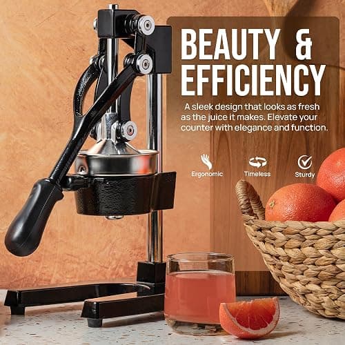 Zulay Kitchen Cast-Iron Orange Juice Squeezer - Easy-to-Clean, Heavy-Duty, Professional Citrus Juicer - Stainless Steel Lemon Squeezer - Manual Citrus Press & Orange Squeezer - Orange Juicer (Black) thumbnail 5