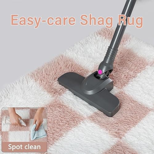 PureCozy Checkered Rug 6x9 for Living Room, Pink and White Modern Shag Rug Washable Non-Slip Large Area Rug Super Soft Indoor Fuzzy Carpet Fluffy Rugs for Bedroom Home Aesthetic Decor thumbnail 8